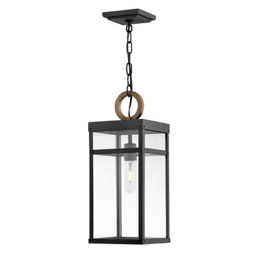 Hinkley Porter LED 7.5" Outdoor Medium Hanging Lantern in Black Finish 