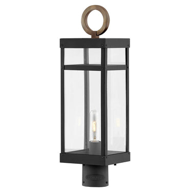 Hinkley Porter LED Outdoor Large Post Mount Lantern in Black Finish 