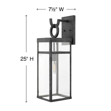 Hinkley Porter LED Outdoor Large Wall Mount Lantern in Aged Zinc Finish Alternative Image 1