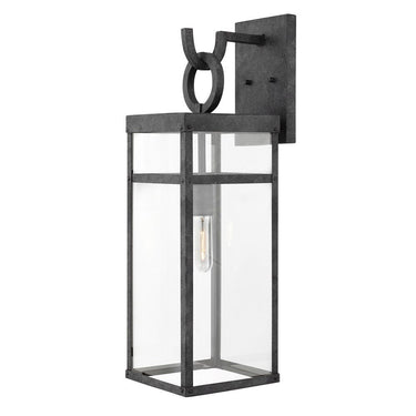 Hinkley Porter LED Outdoor Large Wall Mount Lantern in Aged Zinc Finish 