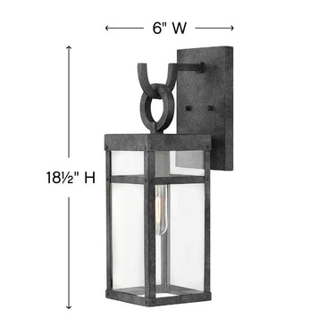 Hinkley Porter LED Outdoor Medium Wall Mount Lantern in Aged Zinc Finish Alternative Image 1