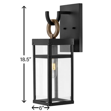 Hinkley Porter LED Outdoor Medium Wall Mount Lantern in Black Finish Alternative Image 2