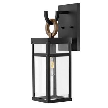 Hinkley Porter LED Outdoor Medium Wall Mount Lantern in Black Finish 