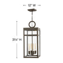 Hinkley Porter Outdoor Medium Single Tier LED Lantern in Oil Rubbed Bronze Finish Alternative Image 1