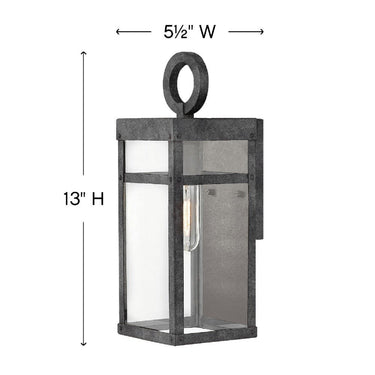 Hinkley Porter Outdoor Small Wall Mount Lantern in Aged Zinc Finish Alternative Image 1