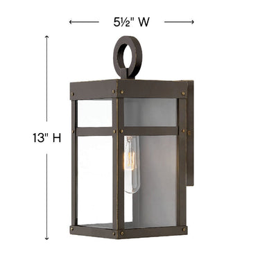 Hinkley Porter Outdoor Small Wall Mount Lantern in Oil Rubbed Bronze Finish Alternative Image 1