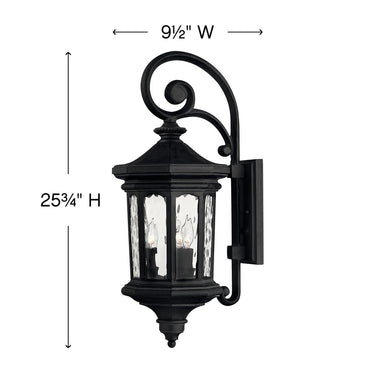 Hinkley Raley Outdoor Large Wall Mount Lantern in Museum Black Finish Alternative Image 1