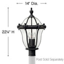 Hinkley San Clemente Outdoor Large Post Mount Lantern in Museum Black Finish Alternative Image 1