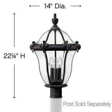 Hinkley San Clemente Outdoor Large Post Mount Lantern in Museum Black Finish Alternative Image 1