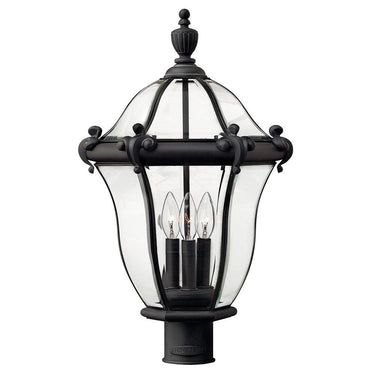 Hinkley San Clemente Outdoor Large Post Mount Lantern in Museum Black Finish 