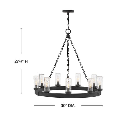 Hinkley Sawyer Alternative Image 12V LED Outdoor Medium Single Tier Chandelier - Alternative Image 29208BK-LV Alternative Image 1