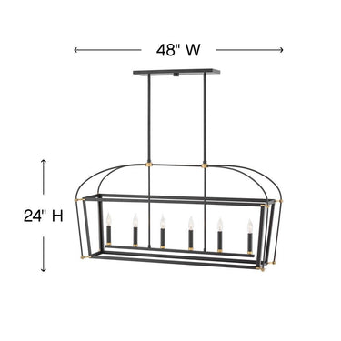 Hinkley Selby Medium Six Light Open Frame Linear Pendant Alternative Image 1