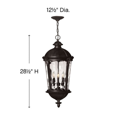 Hinkley Windsor Alternative Image 12.5" Outdoor Large Hanging Lantern in Black Finish Alternative Image 1