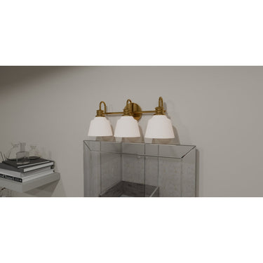 Hinton 3 Light Bath Light in Aged Brass 4