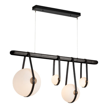 Hubbardton Forge 131043 Derby Linear 4 Light LED Pendant in Black Finish, Opal Glass with Standard Pipe Length 10