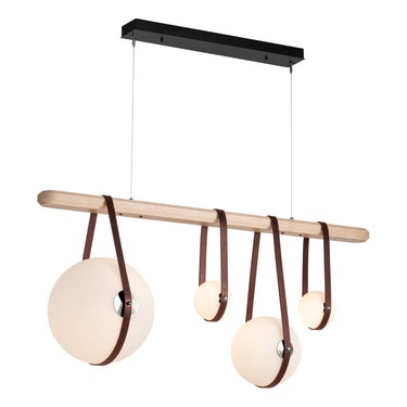 Hubbardton Forge 131043 Derby Linear 4 Light LED Pendant in Black Finish, Opal Glass with Standard Pipe Length 2