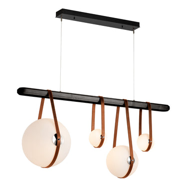 Hubbardton Forge 131043 Derby Linear 4 Light LED Pendant in Black Finish, Opal Glass with Standard Pipe Length 3