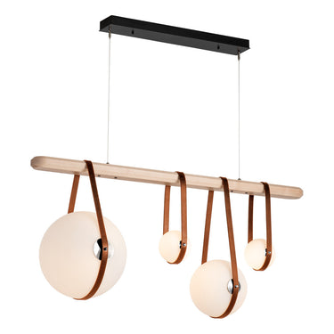 Hubbardton Forge 131043 Derby Linear 4 Light LED Pendant in Black Finish, Opal Glass with Standard Pipe Length 4