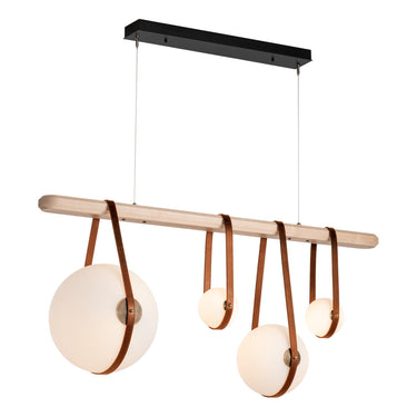 Hubbardton Forge 131043 Derby Linear 4 Light LED Pendant in Black Finish, Opal Glass with Standard Pipe Length 9