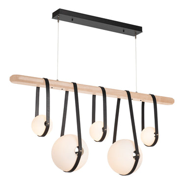 Hubbardton Forge 131046 Derby Linear 5 Light LED Pendant in Black Finish, Opal Glass with Standard Pipe Length 10