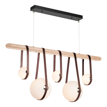 Hubbardton Forge 131046 Derby Linear 5 Light LED Pendant in Black Finish, Opal Glass with Standard Pipe Length 2