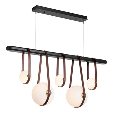 Hubbardton Forge 131046 Derby Linear 5 Light LED Pendant in Black Finish, Opal Glass with Standard Pipe Length 6