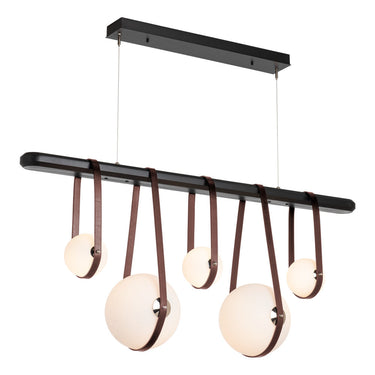 Hubbardton Forge 131046 Derby Linear 5 Light LED Pendant in Black Finish, Opal Glass with Standard Pipe Length 1