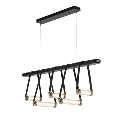 Hubbardton Forge 131053 York Linear 5 Light LED Pendant in Black Finish, Clear Glass with Standard Pipe Length 1