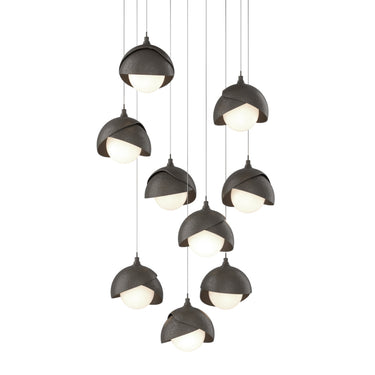 Hubbardton Forge 131105 Brooklyn 9-Light Double Shade Round Pendant - Long - Crescent Harbor