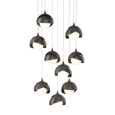 Hubbardton Forge 131105 Brooklyn 9-Light Double Shade Round Pendant - Long - Crescent Harbor