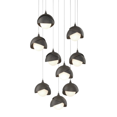 Hubbardton Forge 131105 Brooklyn 9-Light Double Shade Round Pendant - Long - Crescent Harbor