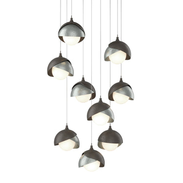 Hubbardton Forge 131105 Brooklyn 9-Light Double Shade Round Pendant - Long - Crescent Harbor
