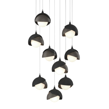 Hubbardton Forge 131105 Brooklyn 9-Light Double Shade Round Pendant - Long - Crescent Harbor
