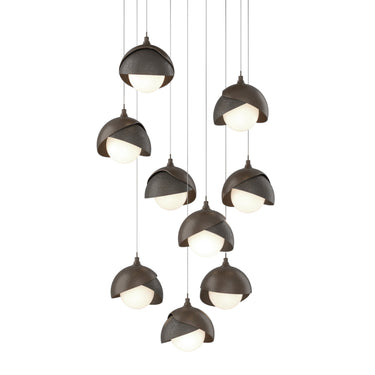 Hubbardton Forge 131105 Brooklyn 9-Light Double Shade Round Pendant - Long - Crescent Harbor
