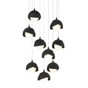 Hubbardton Forge 131105 Brooklyn 9-Light Double Shade Round Pendant - Long - Crescent Harbor