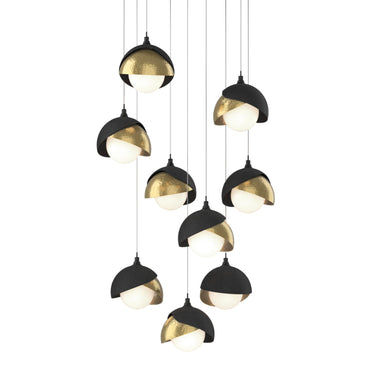 Hubbardton Forge 131105 Brooklyn 9-Light Double Shade Round Pendant - Long - Crescent Harbor