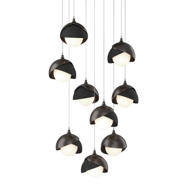 Hubbardton Forge 131105 Brooklyn 9-Light Double Shade Round Pendant - Long - Crescent Harbor