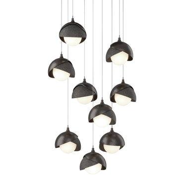 Hubbardton Forge 131105 Brooklyn 9-Light Double Shade Round Pendant - Long - Crescent Harbor