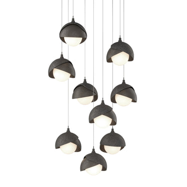Hubbardton Forge 131105 Brooklyn 9-Light Double Shade Round Pendant - Long - Crescent Harbor