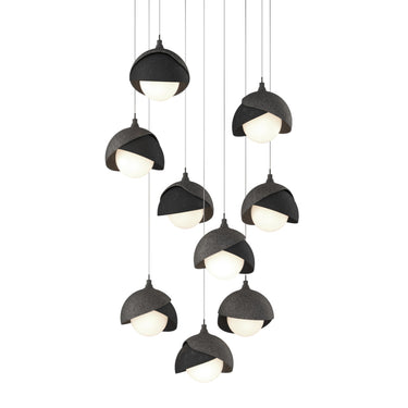 Hubbardton Forge 131105 Brooklyn 9-Light Double Shade Round Pendant - Long - Crescent Harbor
