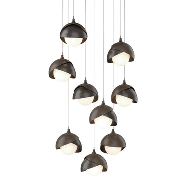 Hubbardton Forge 131105 Brooklyn 9-Light Double Shade Round Pendant - Long - Crescent Harbor