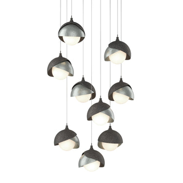 Hubbardton Forge 131105 Brooklyn 9-Light Double Shade Round Pendant - Long - Crescent Harbor