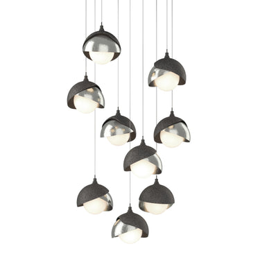 Hubbardton Forge 131105 Brooklyn 9-Light Double Shade Round Pendant - Long - Crescent Harbor