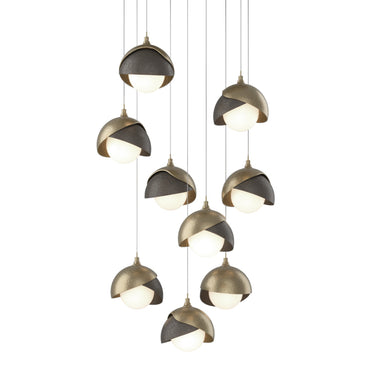 Hubbardton Forge 131105 Brooklyn 9-Light Double Shade Round Pendant - Long - Crescent Harbor