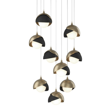 Hubbardton Forge 131105 Brooklyn 9-Light Double Shade Round Pendant - Long - Crescent Harbor