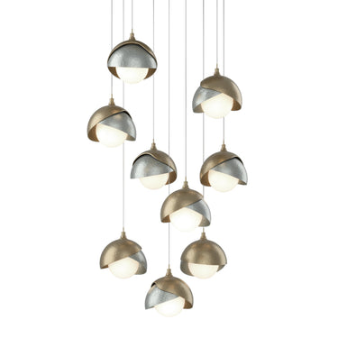 Hubbardton Forge 131105 Brooklyn 9-Light Double Shade Round Pendant - Long - Crescent Harbor