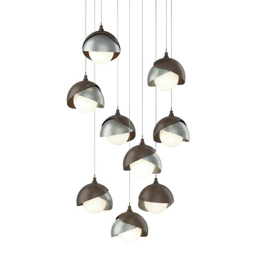 Hubbardton Forge 131105 Brooklyn 9-Light Double Shade Round Pendant - Long - Crescent Harbor