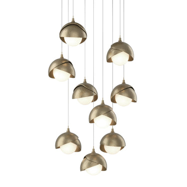 Hubbardton Forge 131105 Brooklyn 9-Light Double Shade Round Pendant - Long - Crescent Harbor