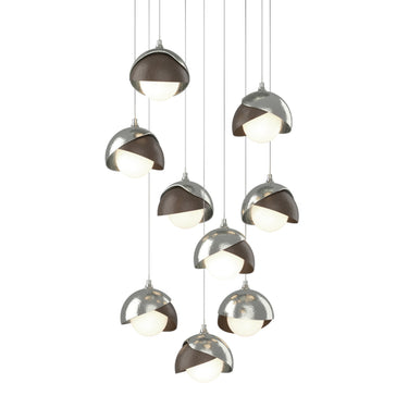 Hubbardton Forge 131105 Brooklyn 9-Light Double Shade Round Pendant - Long - Crescent Harbor