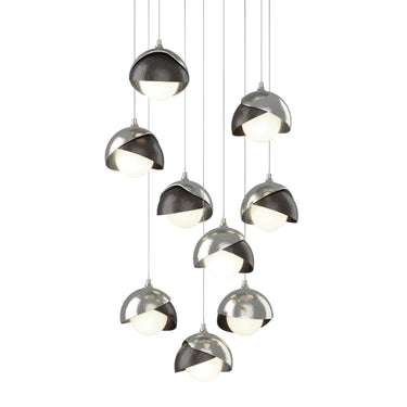 Hubbardton Forge 131105 Brooklyn 9-Light Double Shade Round Pendant - Long - Crescent Harbor